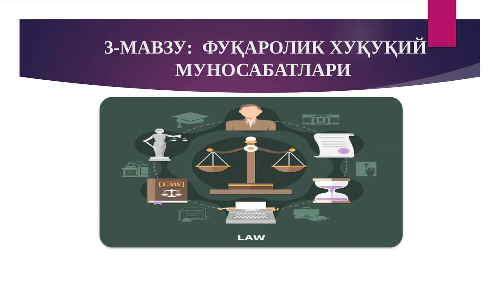 ФУҚАРОЛИК ХУҚУҚИЙ МУНОСАБАТЛАРИ