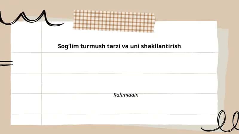 Sogʻlim turmush tarzi va uni shakllantirish