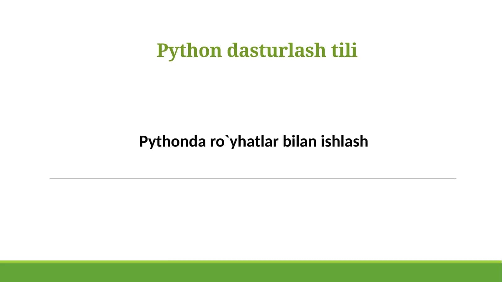 Ro`yxatlar va Pythondasturlash