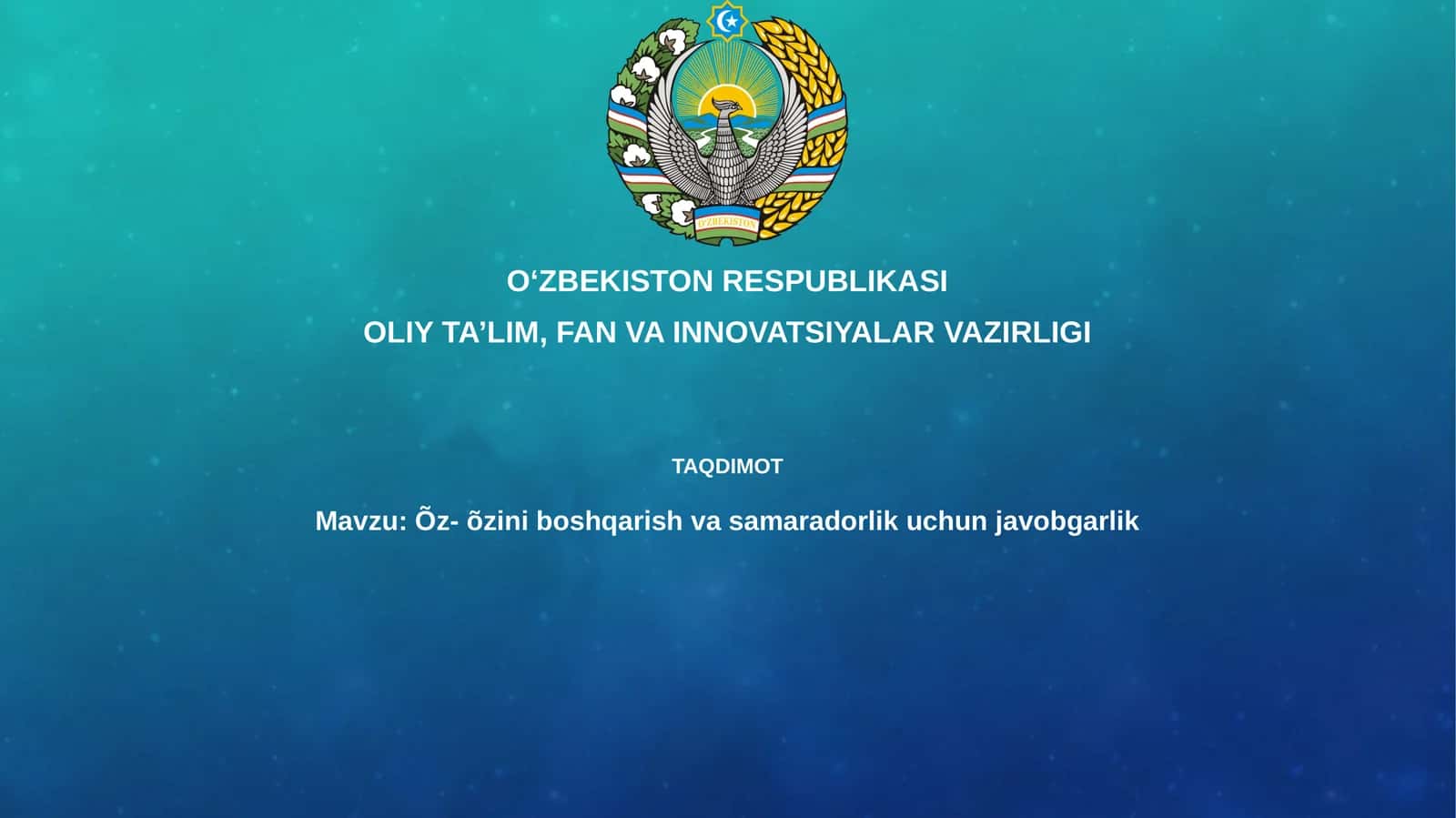 Õz-õziniboshqarish va samaradorlikuchunjavobgarlik