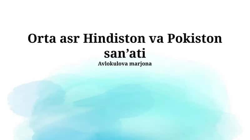 Orta asr Hindiston va Pokiston san’ati