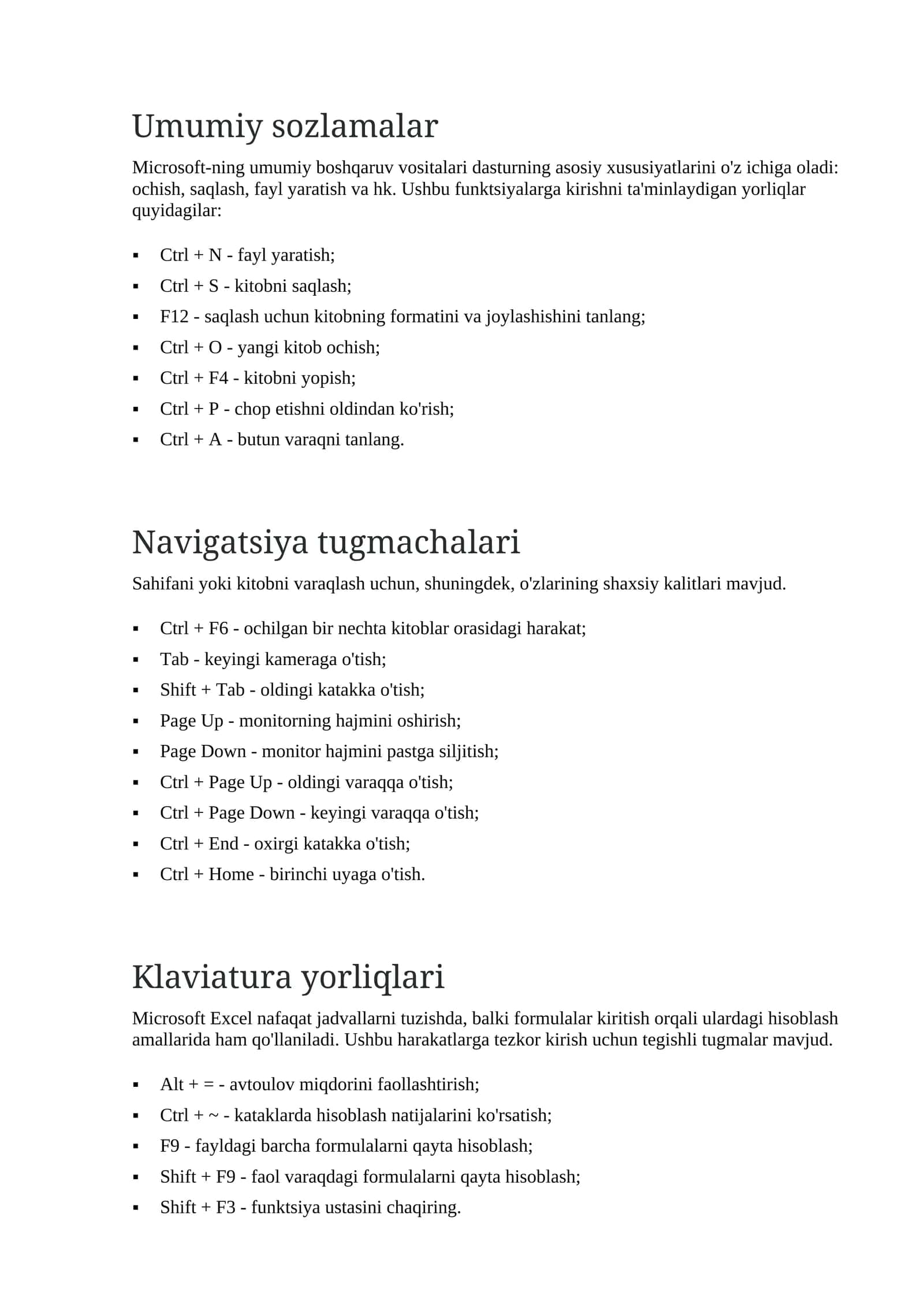 Umumiy sozlamalar
