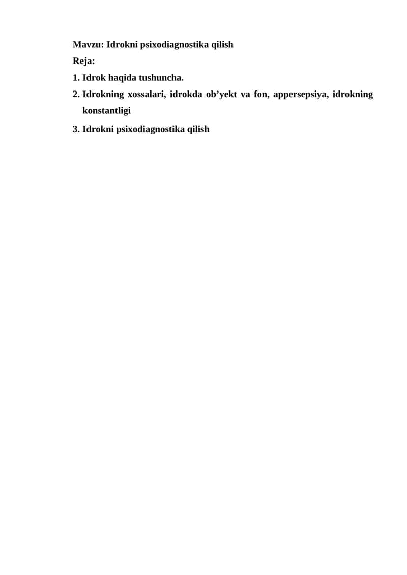 Idrokni psixodiagnostika qilish