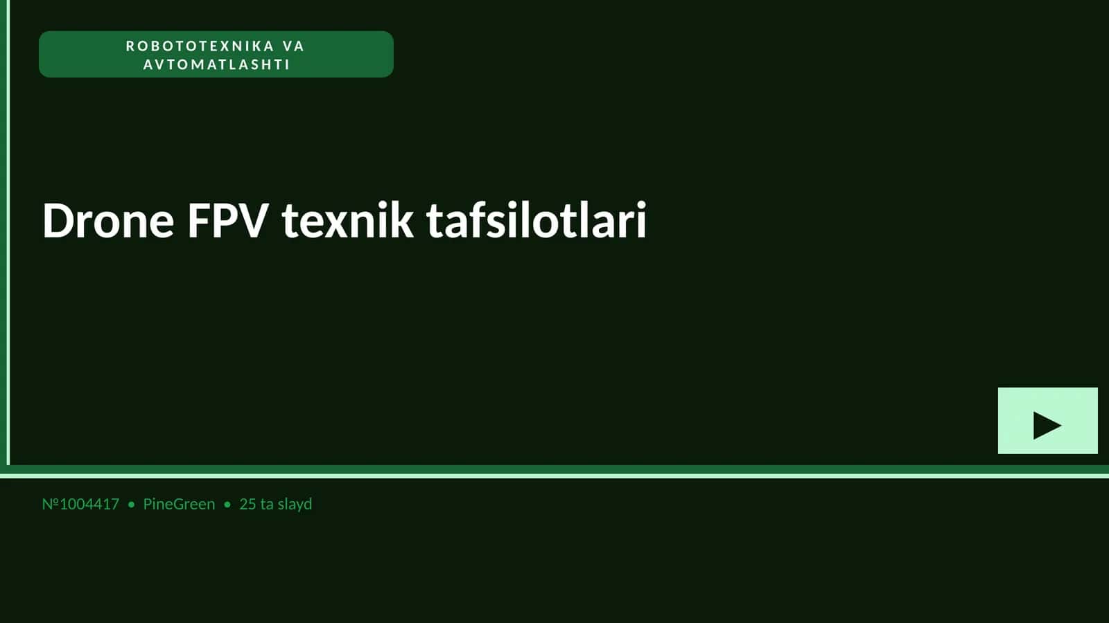 DRONE FPV TEXNIK TAFSILOTLARI