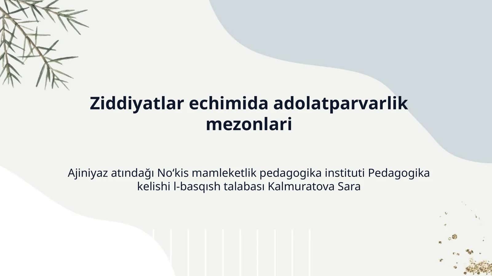 Ziddiyatlar еchimida adolatparvarlik mezonlari