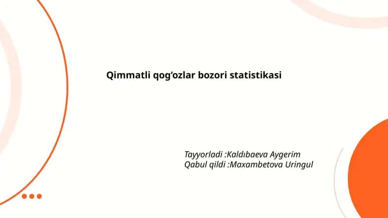 Qimmatli qog‘ozlar bozori statistikasi