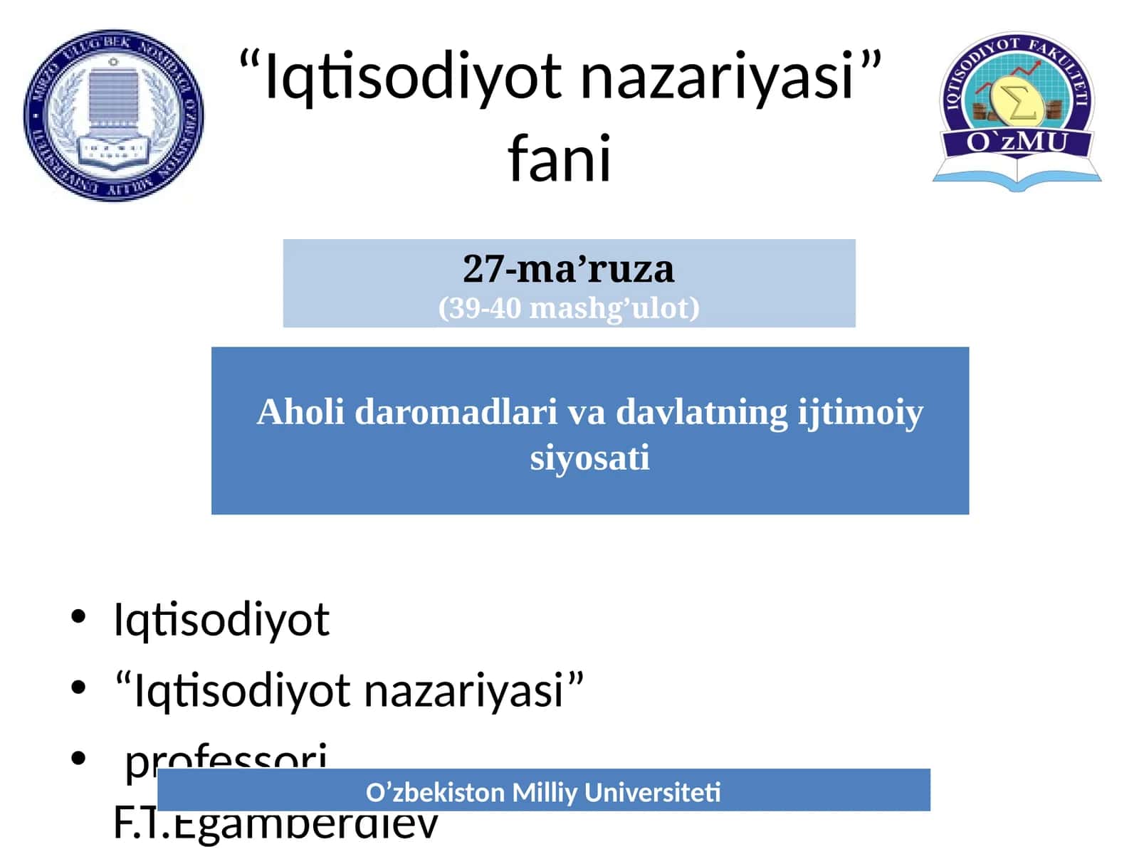 Iqtisodiyot nazariyasi fani