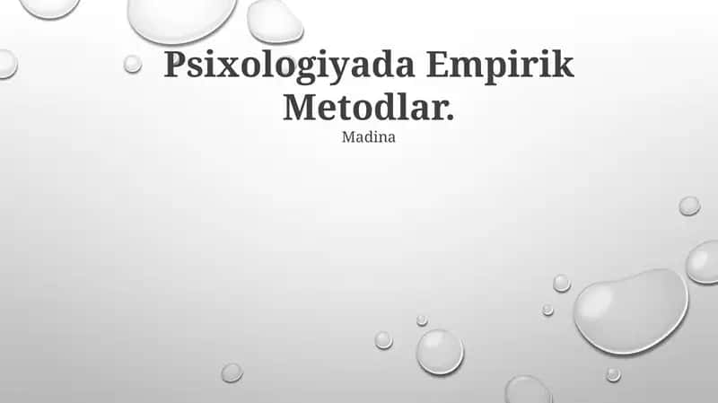 Psixologiyada Empirik Metodlar