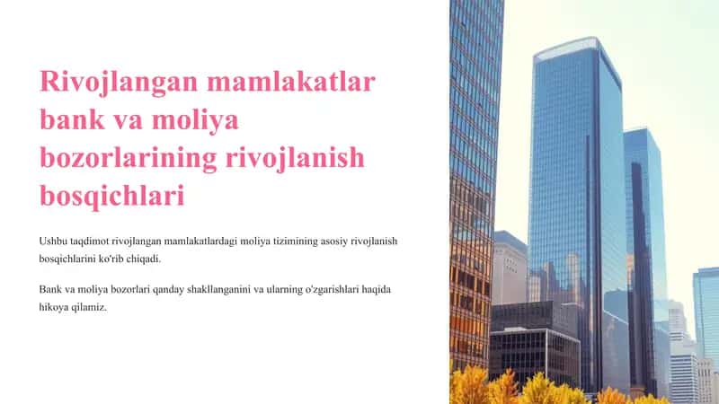 Rivojlangan mamlakatlar bank va moliya bozorlarining rivojlanish bosqichlari