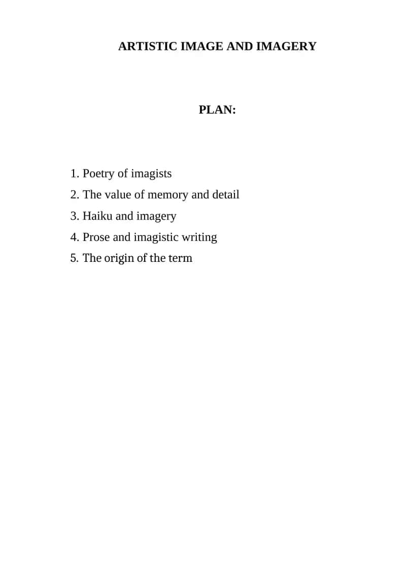 ARTISTIC IMAGE AND IMAGERY