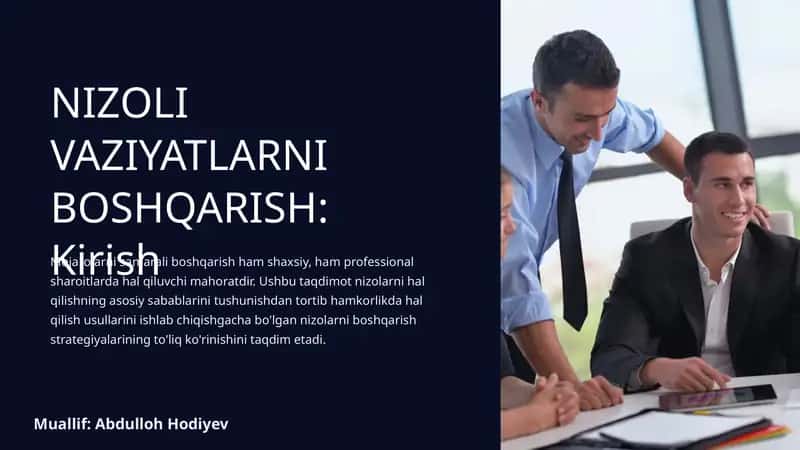 NIZOLI VAZIYATLARNI BOSHQARISH: Kirish