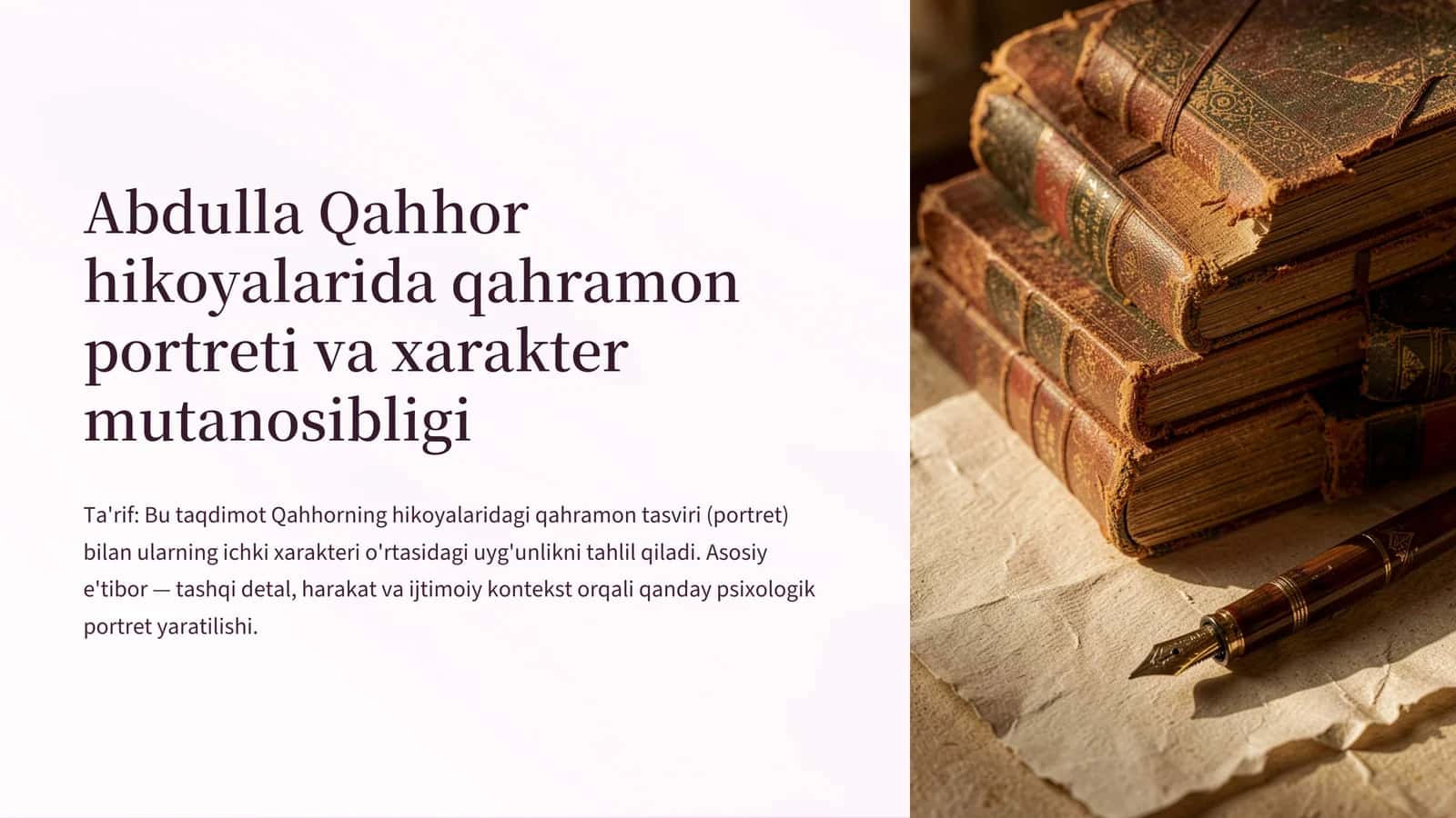 Abdulla Qahhor hikoyalarida qahramon portreti va xarakter mutonosibligi
