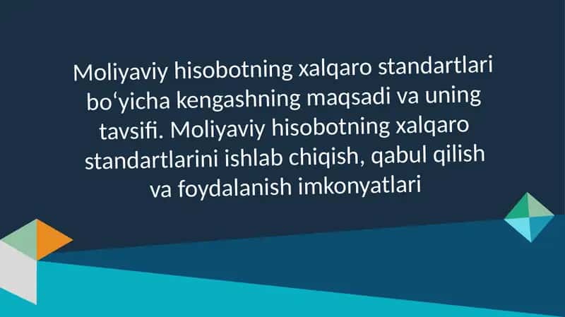 Moliyaviy Hisobotning Xalqaro Standartlari