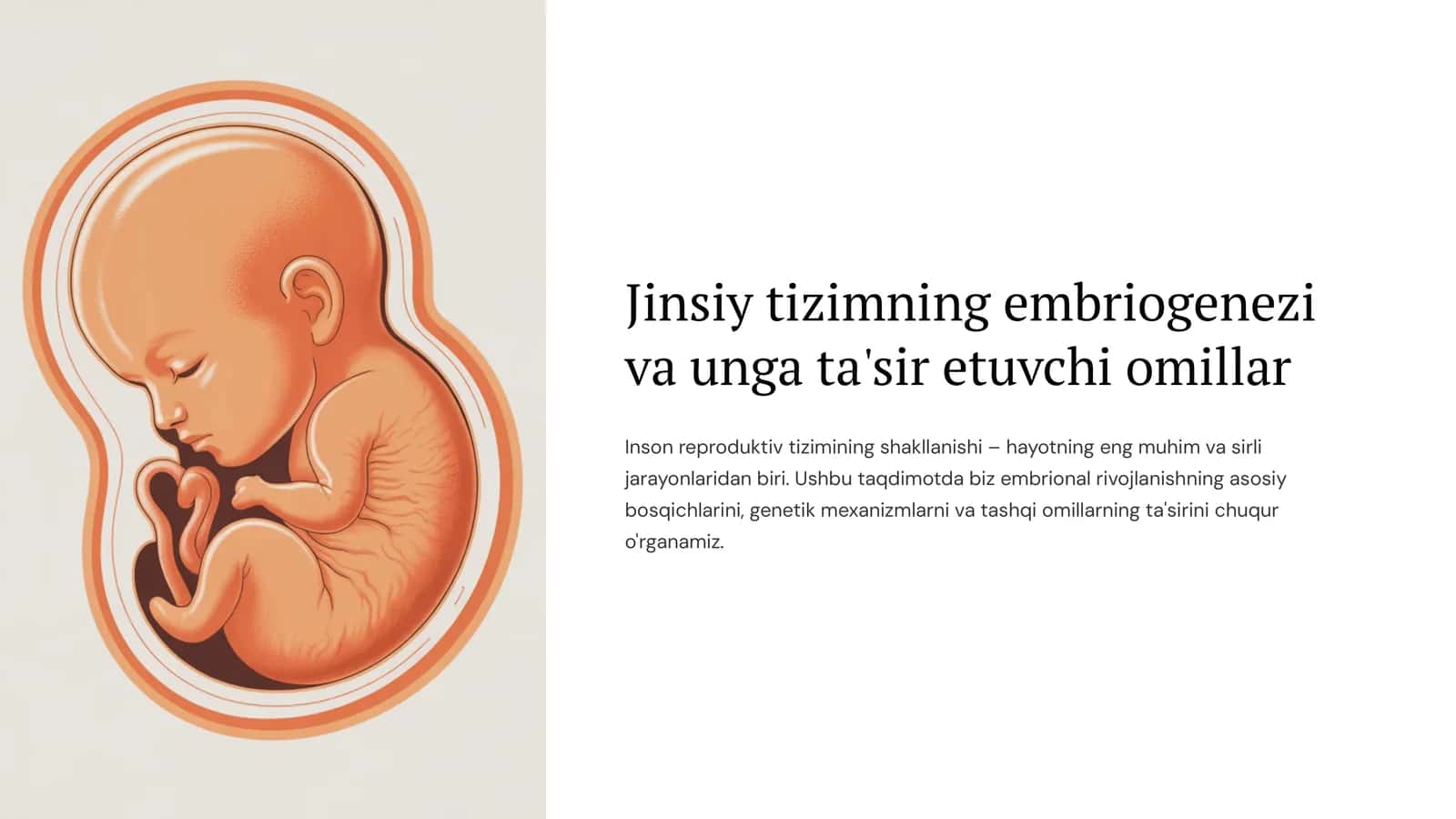 Jinsiy tizimning embriogenezi va unga ta'sir etuvchi omillar