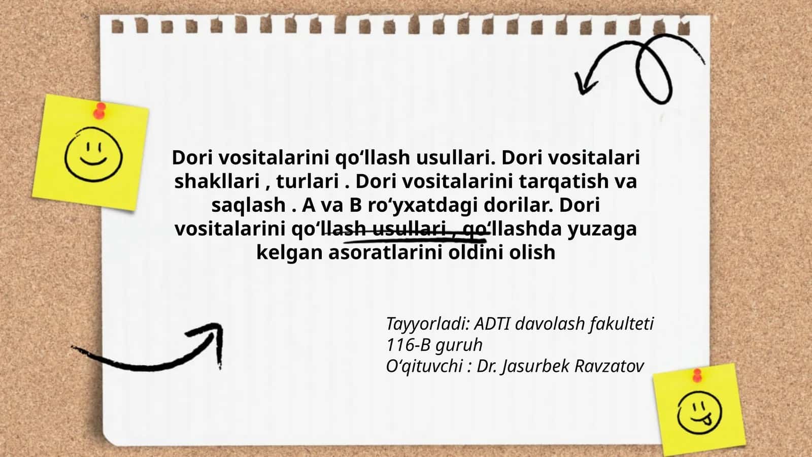 Dori vositalarining qo'llanishi