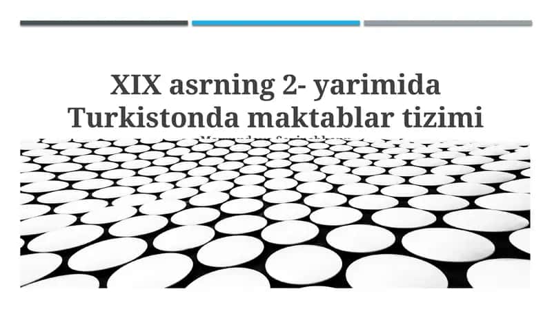 XIX asrning 2- yarimida Turkistonda maktablar tizimi