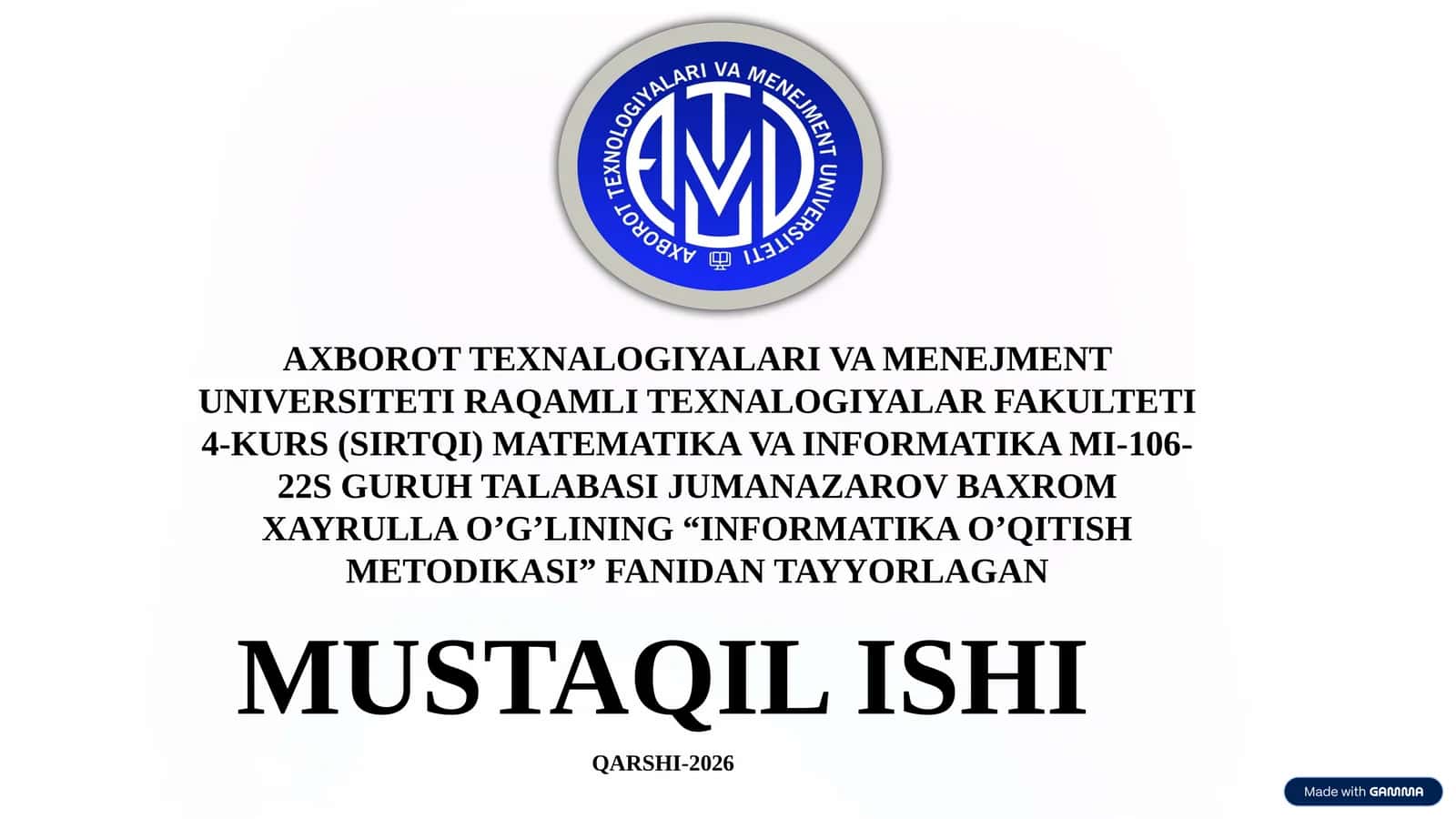 Taqdimot Slaydlarini Yaratish Bo‘limini O‘qitish Metodikasi