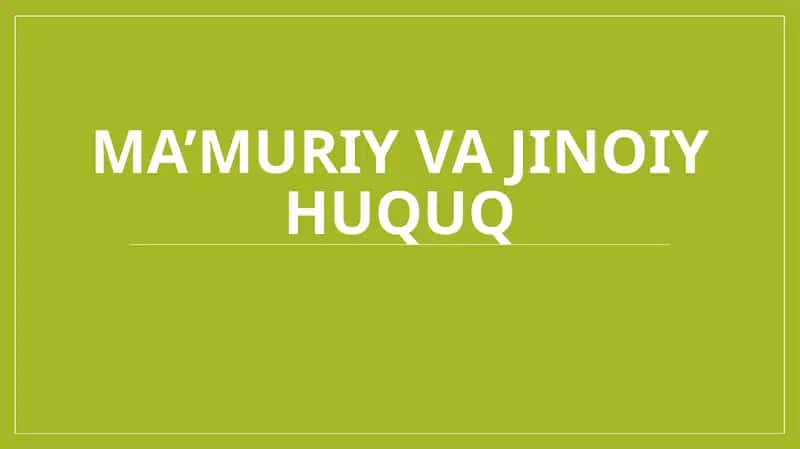 Ma’muriy va jinoiy huquq