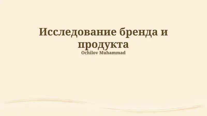 Исследование бренда и продукта