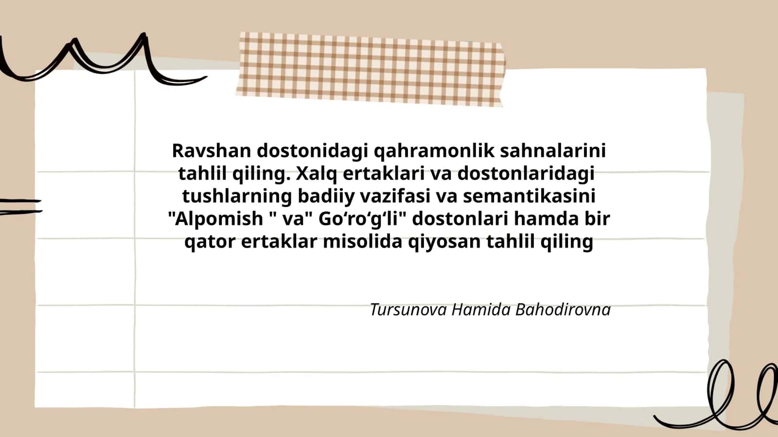Ravshan dostonidagi qahramonlik sahnalarini tahlil qiling