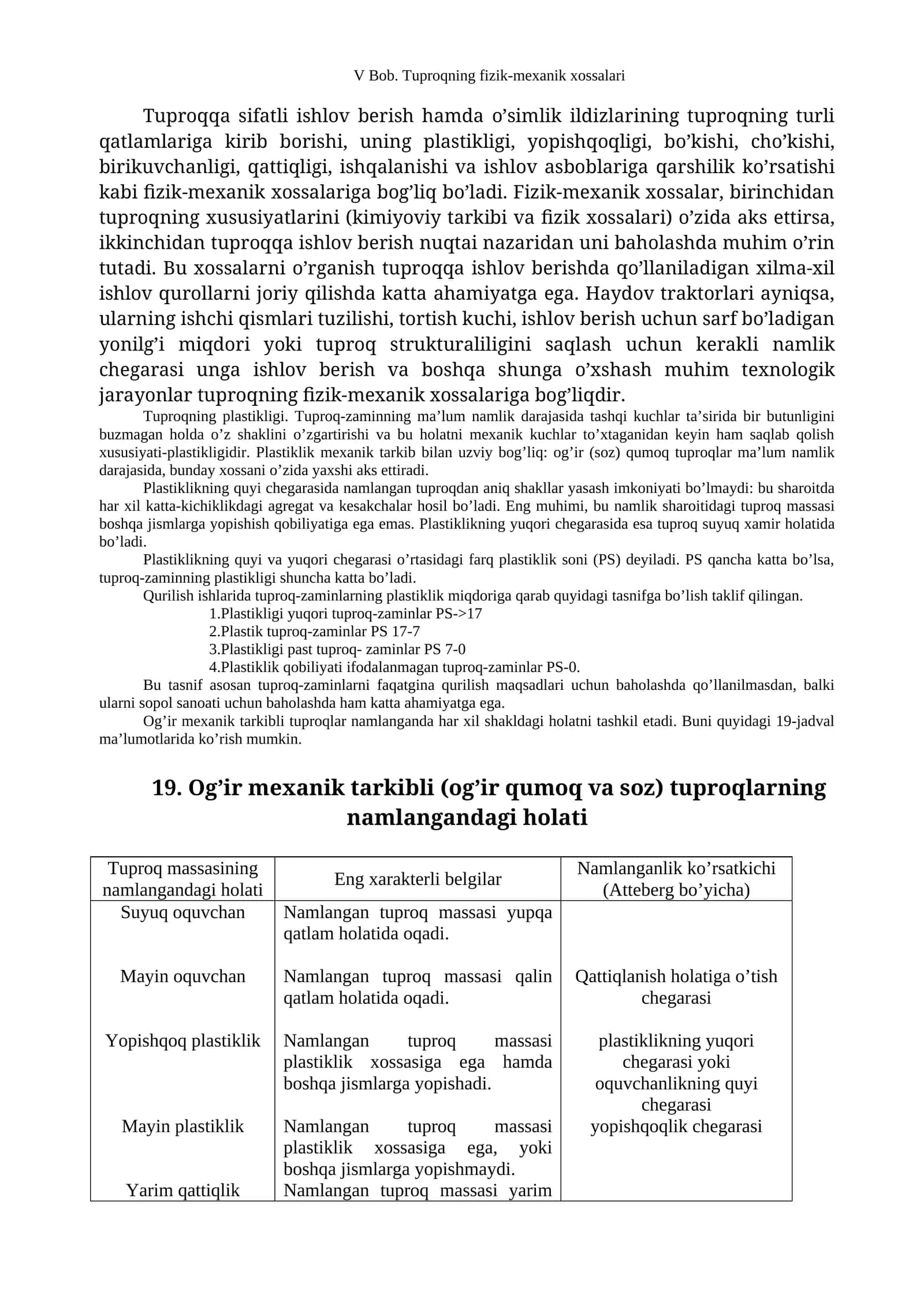 Bob. Tuproqning fizik-mexanik xossalari