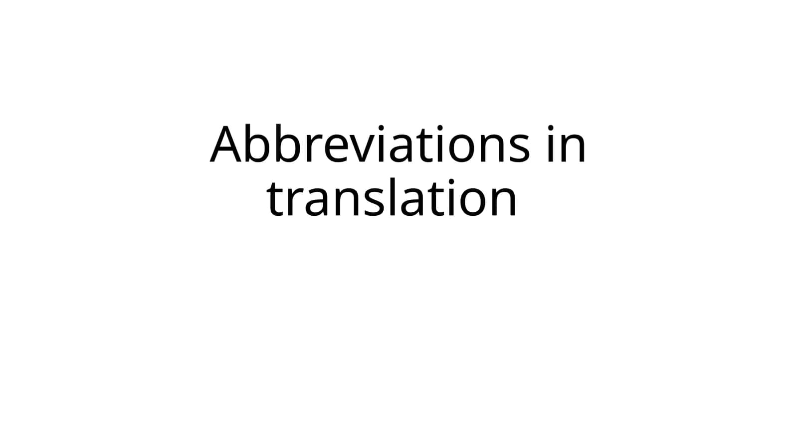 Abbreviations in translation
