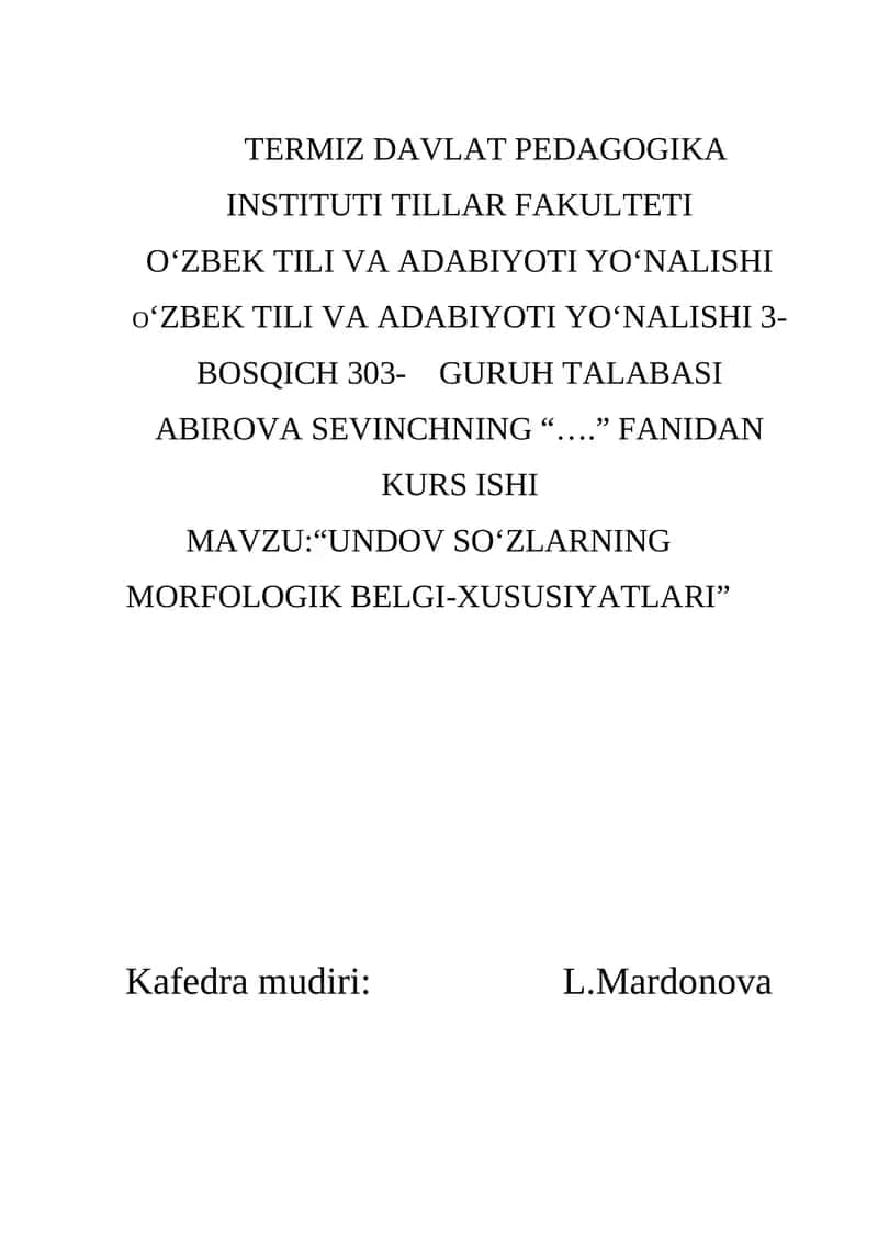 O‘ZBEK TILI VA ADABIYOTI YO‘NALISHI