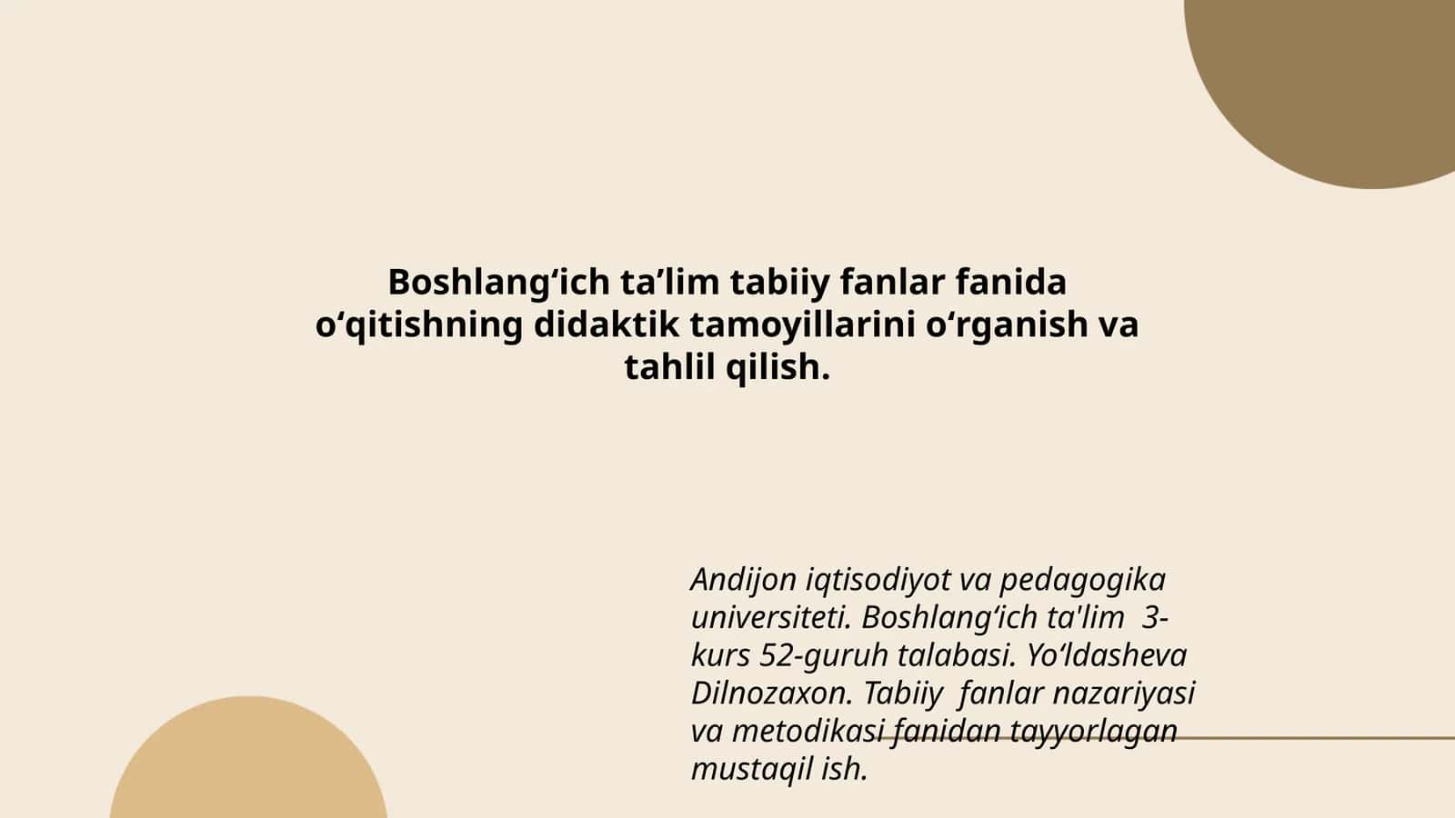 Tabiiy fanlar nazariyasi va metodikasi