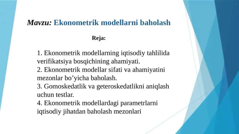 Ekonometrik modellarni baholash