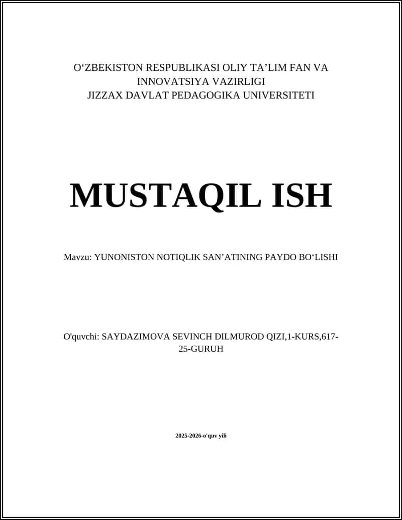 Yunoniston Notiqlik Sanʼatining Paydo Boʻlishi