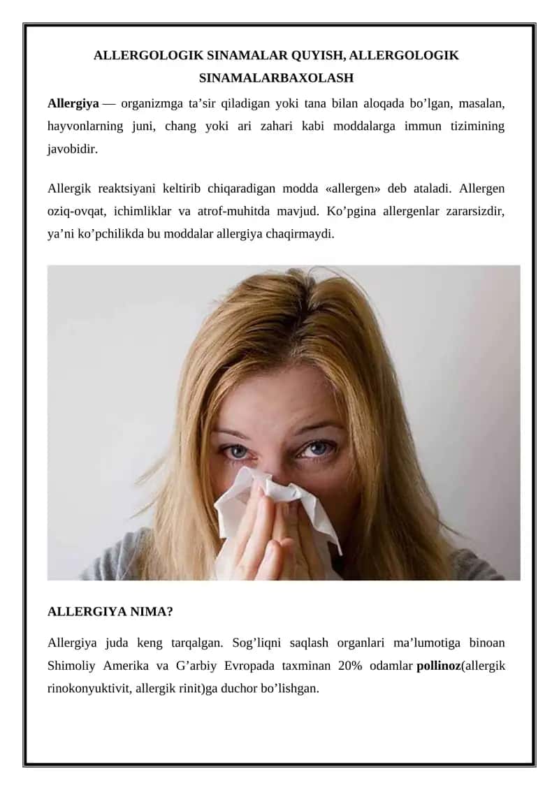 Allergologik sinamalar