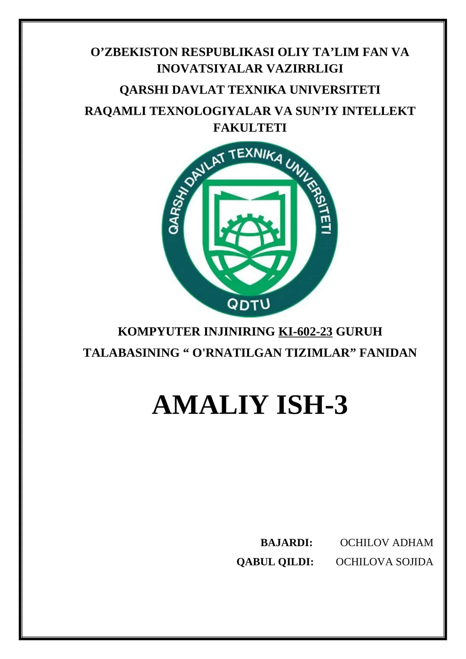 Radiochastotali identifikatsiya sensori ma’lumotlarini o‘qish va qayta yozishni tashkil qilish