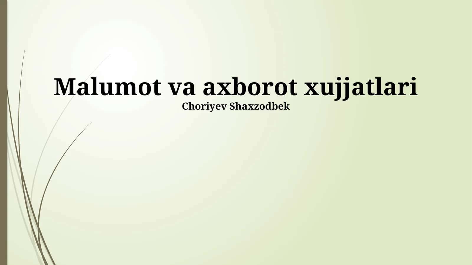 Ma'lumotlar va Axborot Hujjatlari