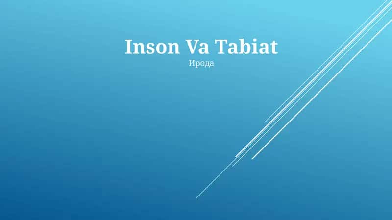 Inson Va Tabiat