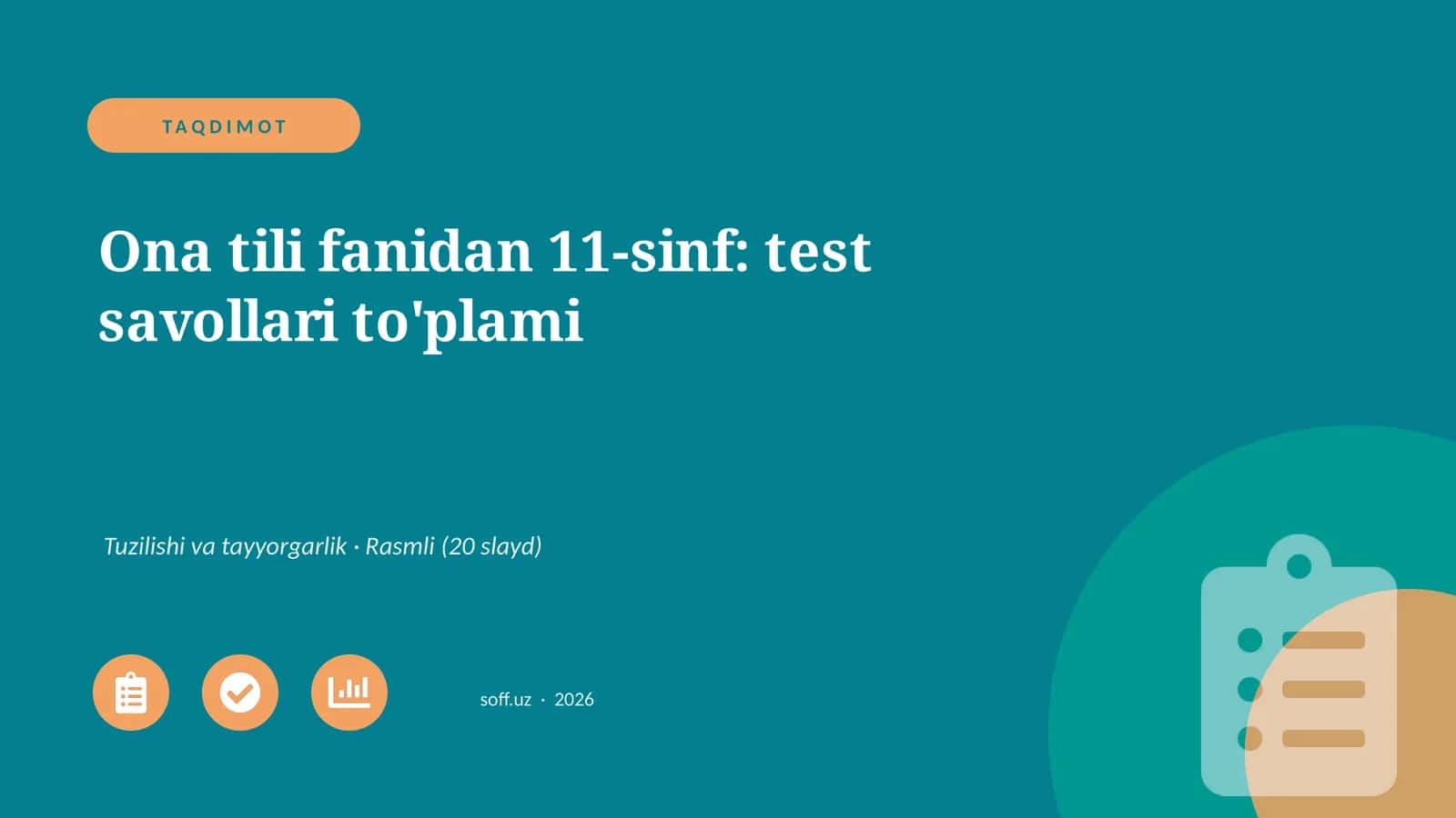 Ona tili fanidan 11-sinf: test savollari to'plami