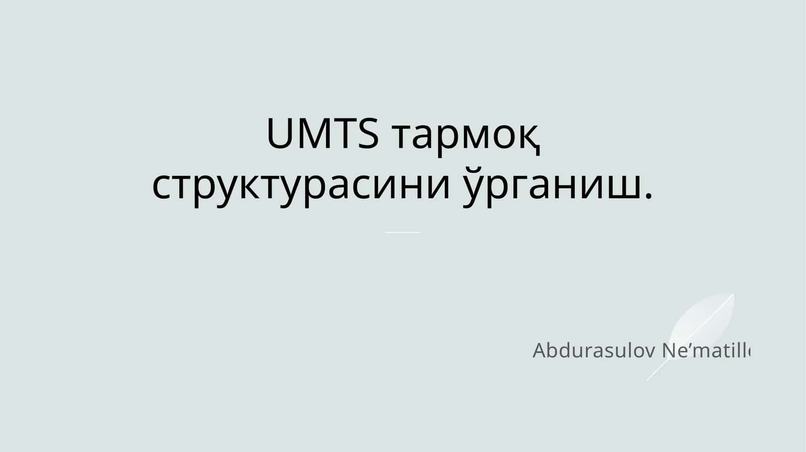 UMTS тармоқ структурасини ўрганиш.