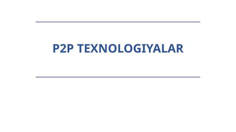 P2P texnologiyalari