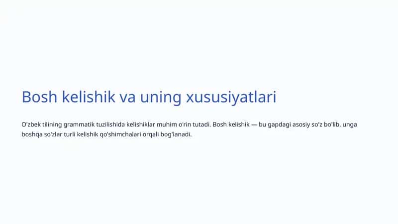 Bosh kelishik va uning xususiyatlari