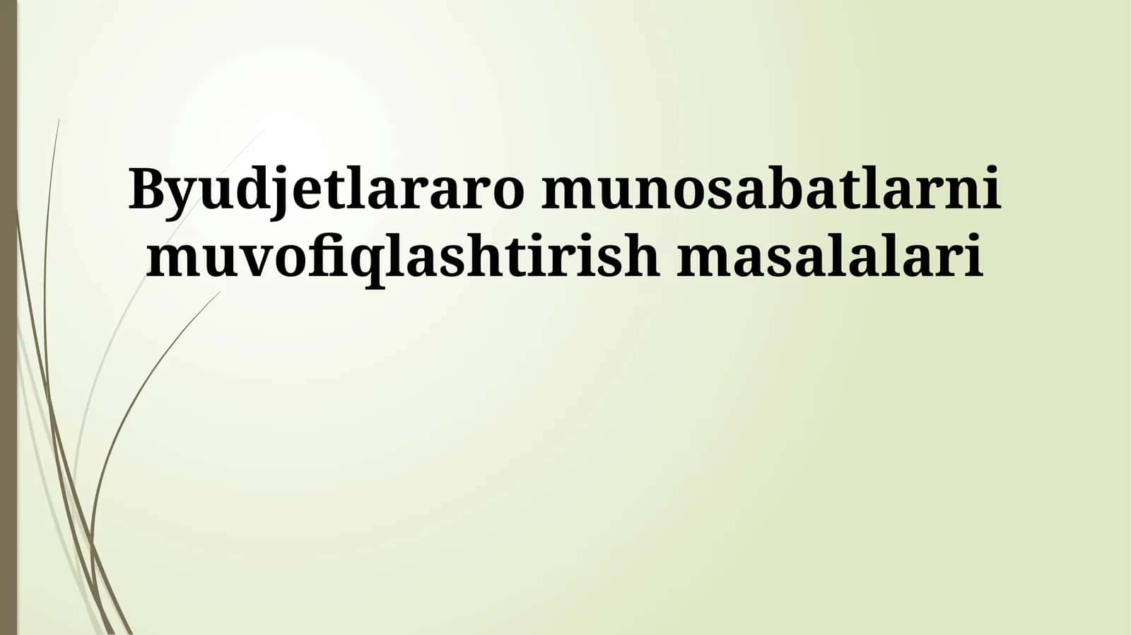 Byudjetlararo munosabatlarni muvofiqlashtirish masalalari