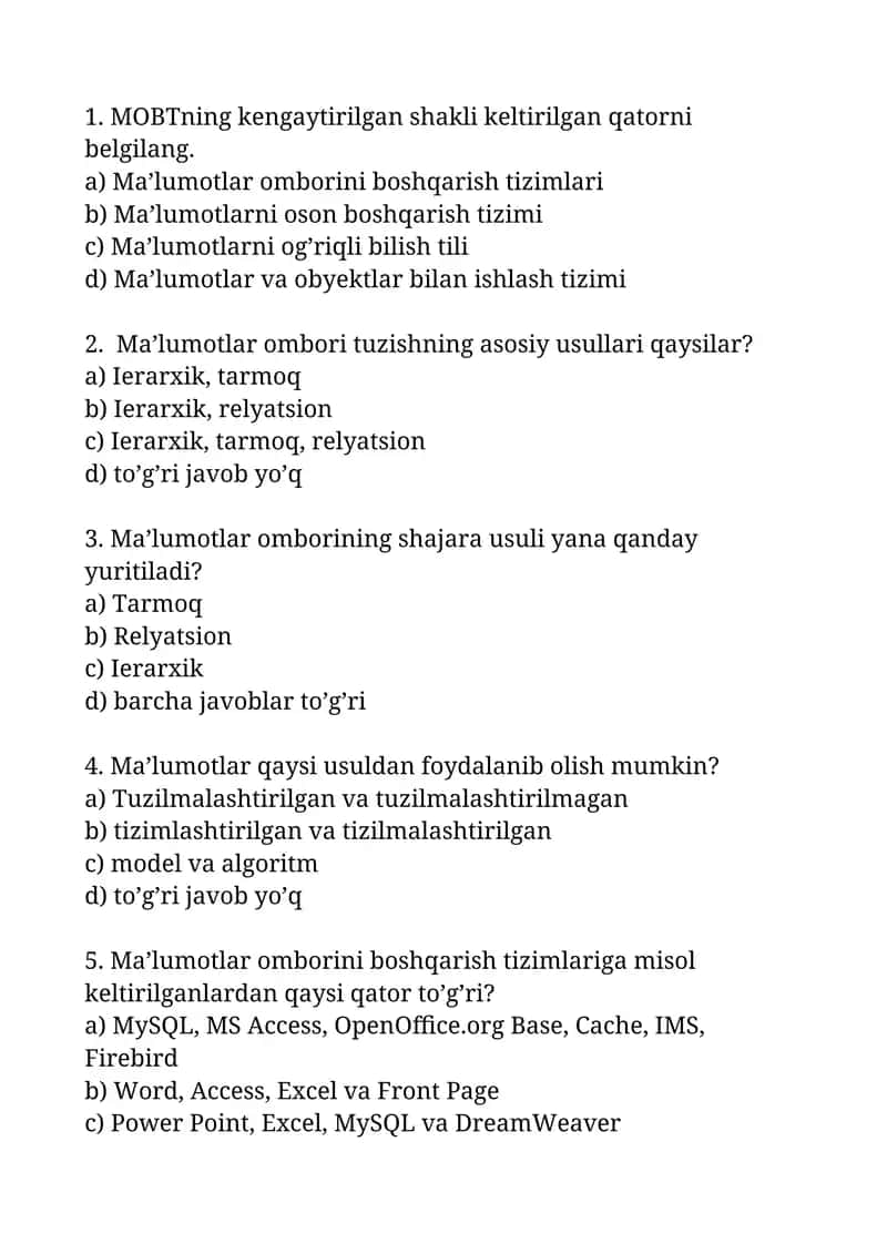 Informatikadan test