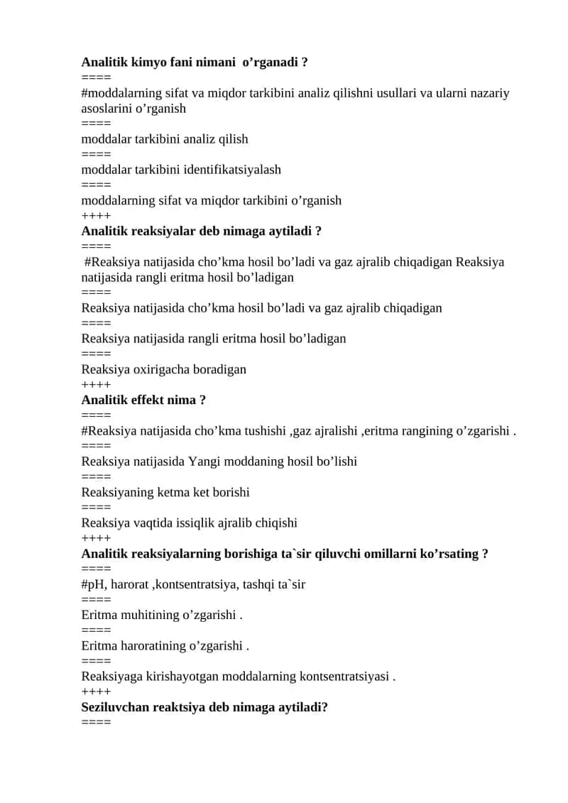 Analitik kimyo fani nimani o’rganadi?