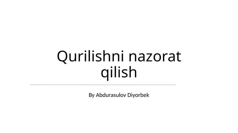 Qurilishni nazorat qilish
