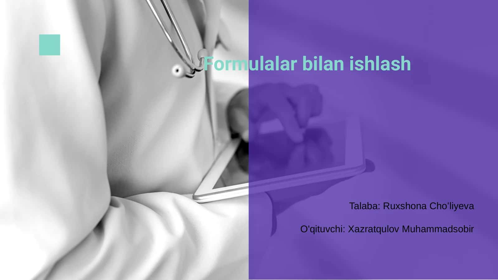 Formulalar bilan ishlash