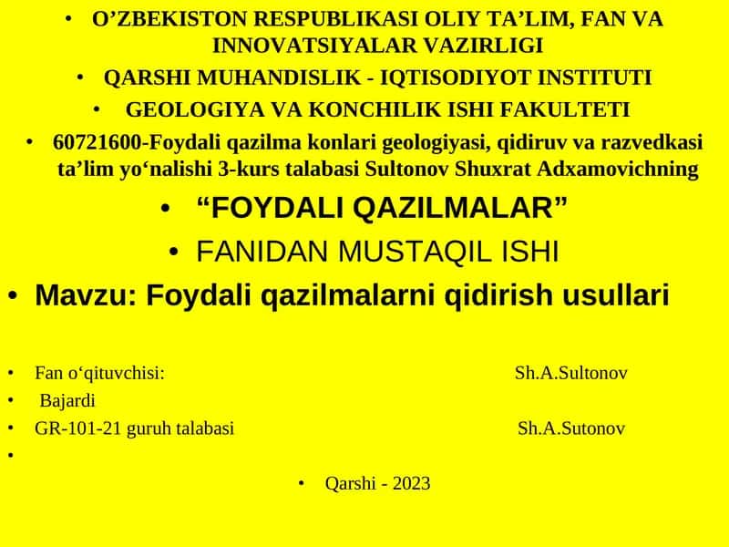 Foydali qazilmalarni qidirish usullari