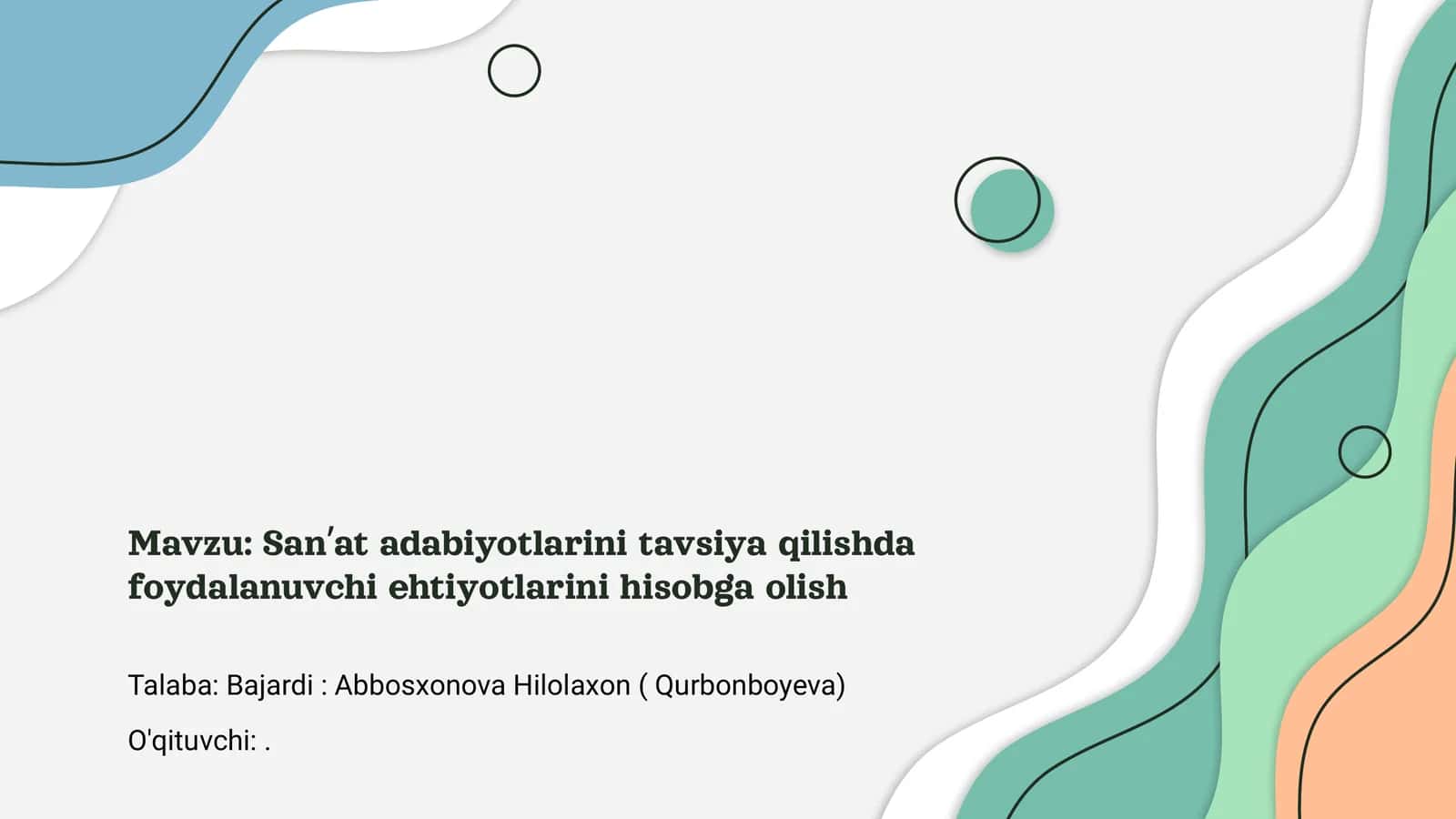 Sanʼat adabiyotlarini tavsiya qilishda foydalanuvchi ehtiyotlarini hisobga olish