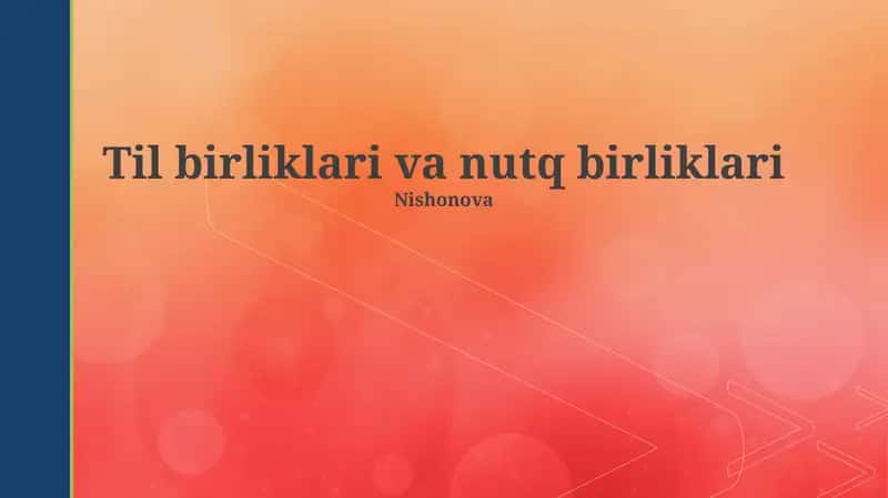 Til birliklari va nutq birliklari