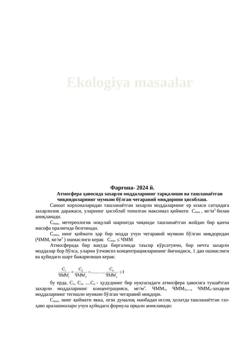 Ekologiya masalar