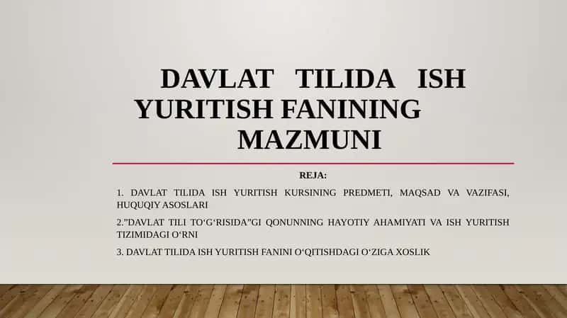 Davlat tilida ish yuritish