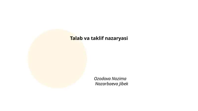 Talab va taklif nazaryasi