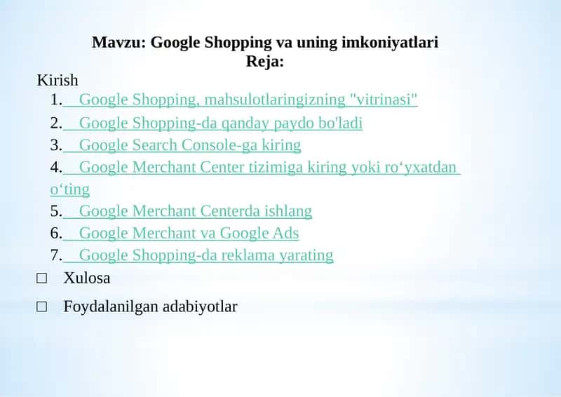 Google Shoppingvauningimkoniyatlari